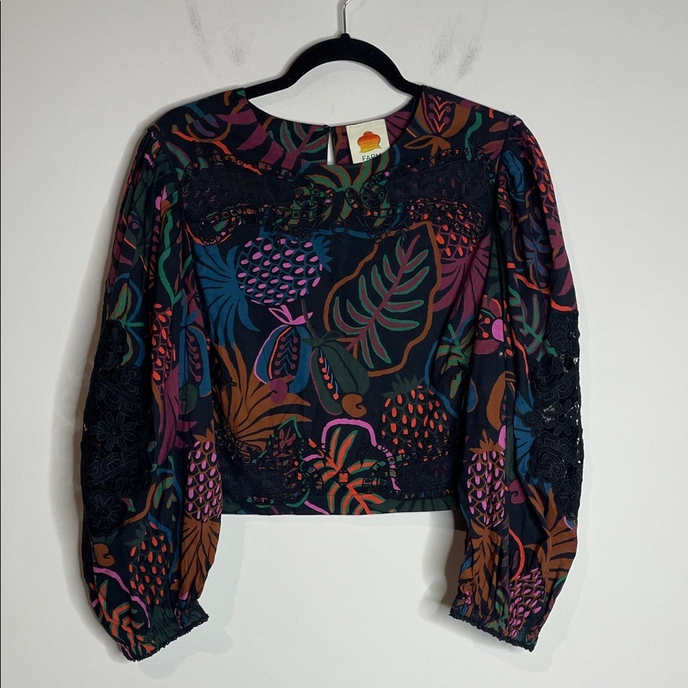 FARM Rio | Women’s Frutis Dream Puff Sleeve Blouse Size Large - Picture 2 of 8